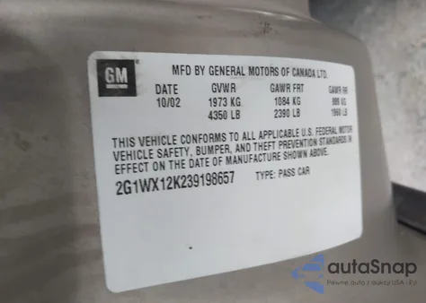 2003 Chevrolet Monte Carlo Ss из США, поврежденный, VIN 2G1WX12K239198657